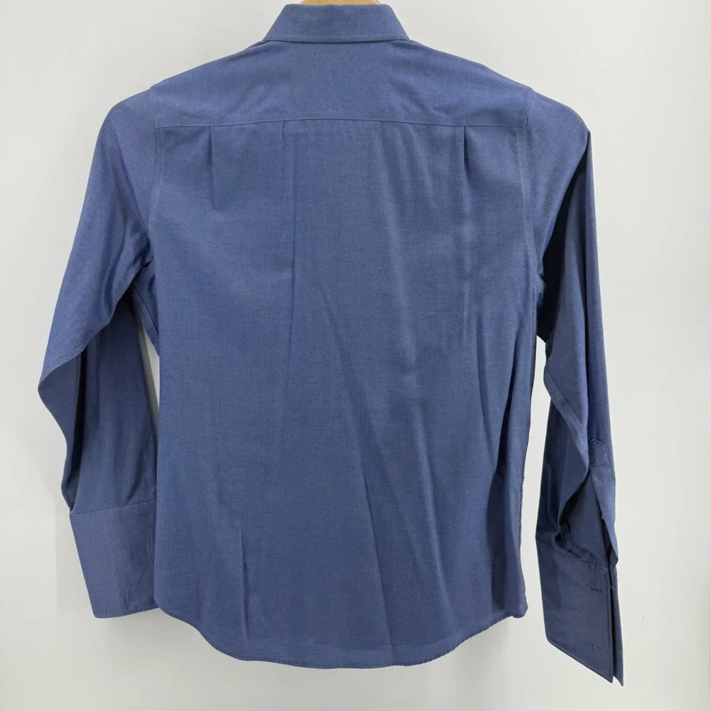 Banana Republic Mens Blue Non Iron Slim Fit French Cuff Dress Shirt L 16-16.5